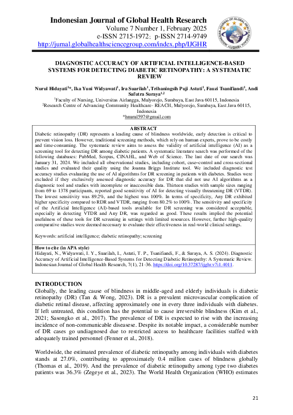 (PDF) DIAGNOSTIC ACCURACY OF ARTIFICIAL INTELLIGENCE-BASED SYSTEMS FOR ...