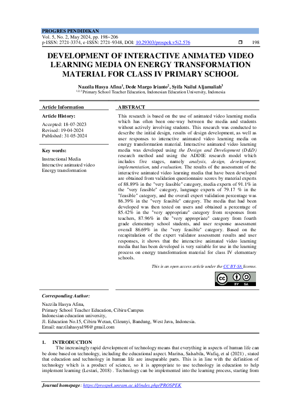(PDF) Development of Interactive Animated Video Learning Media on ...