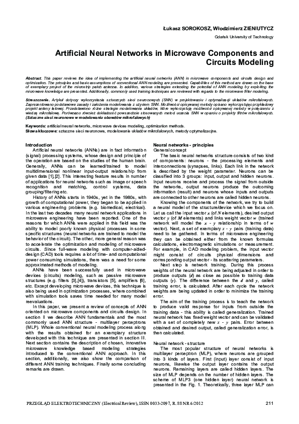 (PDF) Artificial Neural Networks in Microwave Components and Circuits ...