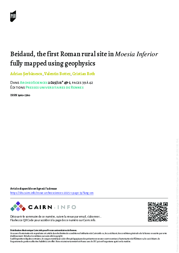 (PDF) Beidaud, the first Roman rural site in Moesia Inferior fully ...