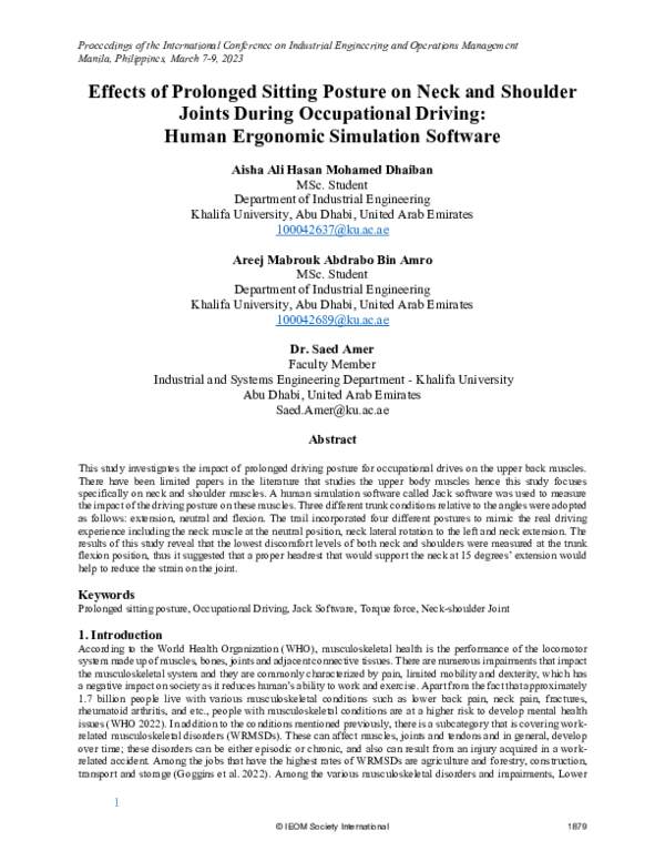 (PDF) Effects of Prolonged Sitting Posture on Neck and Shoulder Joints ...