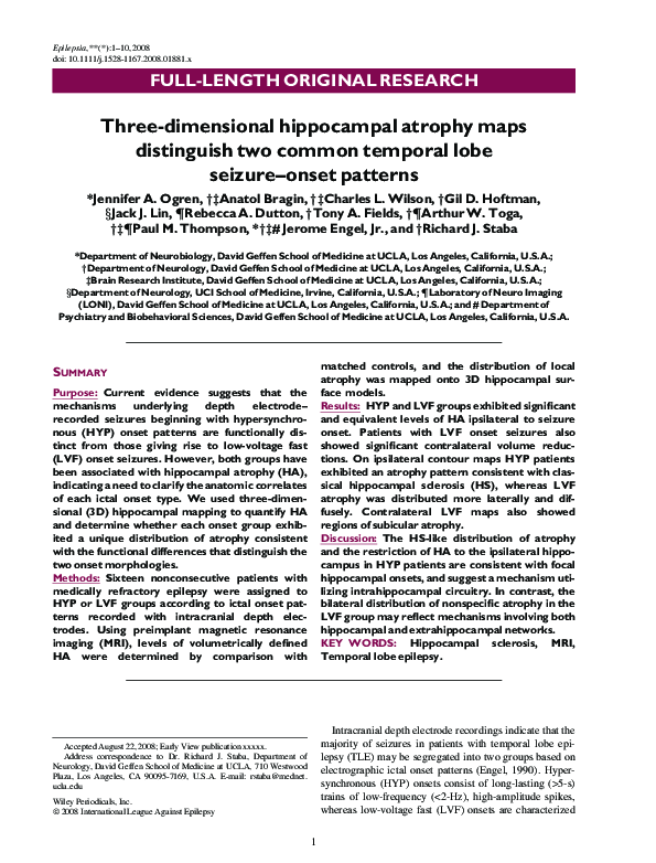 (PDF) Three‐dimensional hippocampal atrophy maps distinguish two common ...