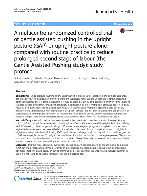 (PDF) A multicentre randomized controlled trial of gentle assisted ...