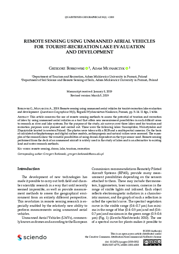 (PDF) Remote Sensing Using Unmanned Aerial Vehicles for Tourist ...