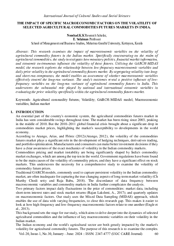 (PDF) THE IMPACT OF SPECIFIC MACROECONOMIC FACTORS ON THE VOLATILITY OF ...