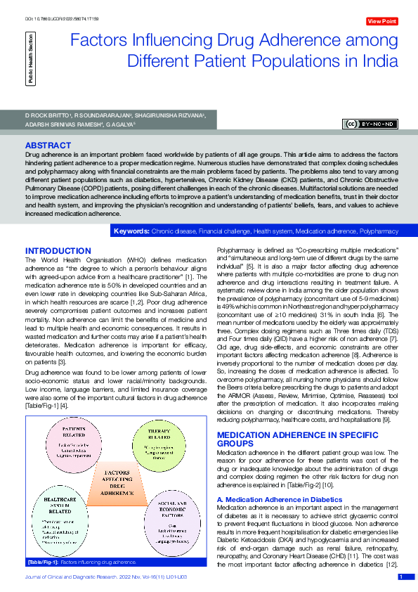 (PDF) Factors Influencing Drug Adherence among Different Patient ...