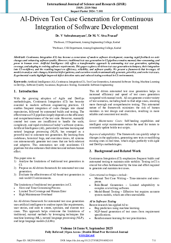 (PDF) AI-Driven Test Case Generation for Continuous Integration of ...