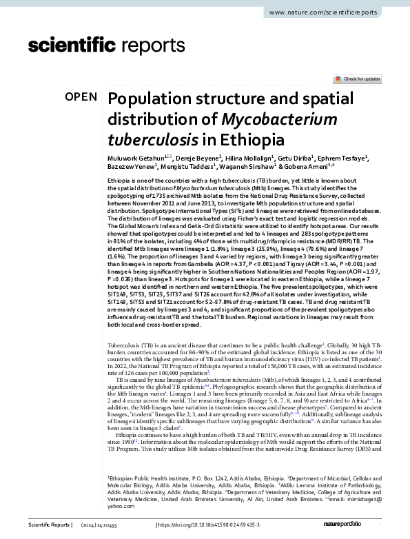 (PDF) Population structure and spatial distribution of Mycobacterium ...