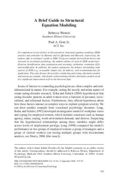 (PDF) A Brief Guide to Structural Equation Modeling