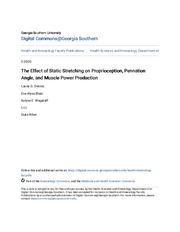 (PDF) The Effect of Static Stretching on Proprioception, Pennation ...