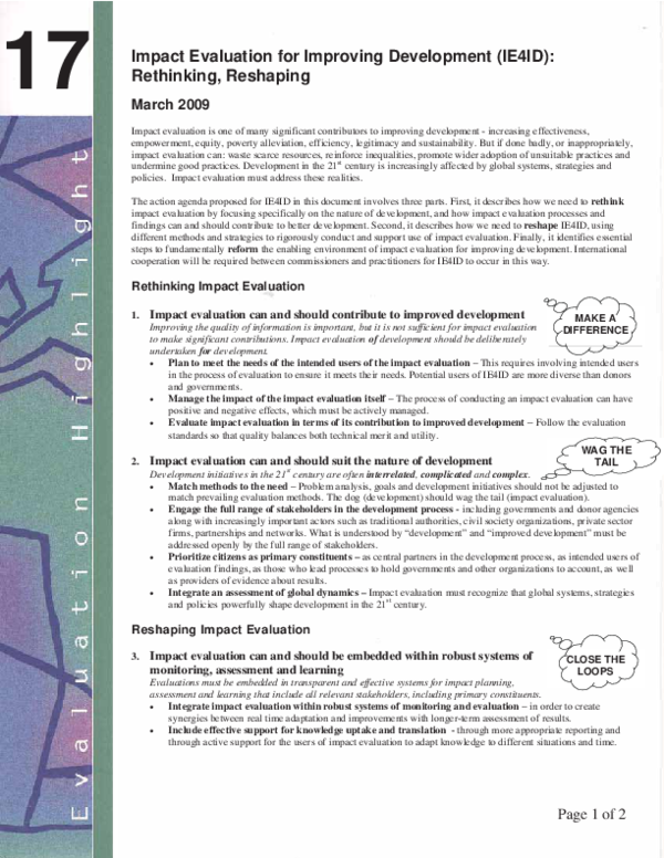 (PDF) Impact evaluation for improving development (IE4ID ): rethinking ...