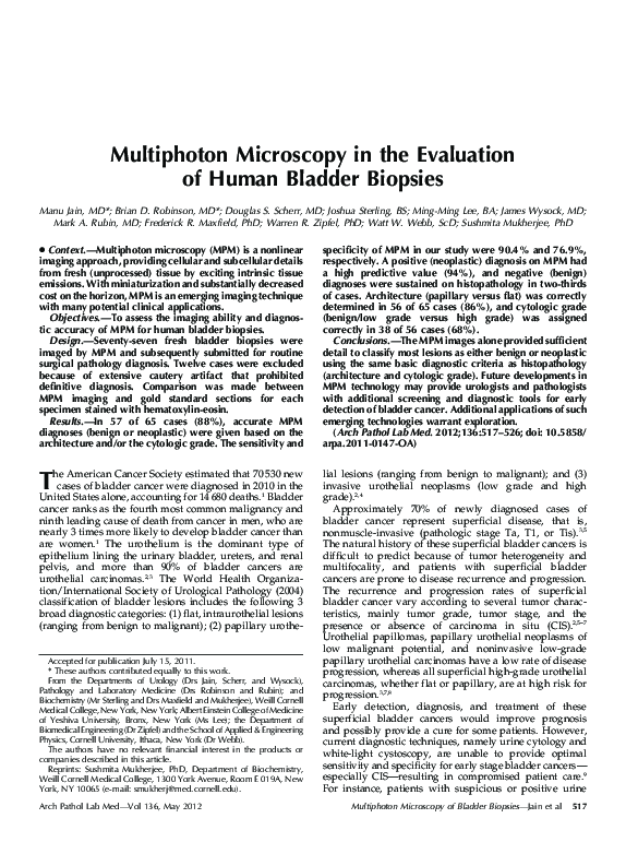 (PDF) Multiphoton Microscopy in the Evaluation of Human Bladder Biopsies