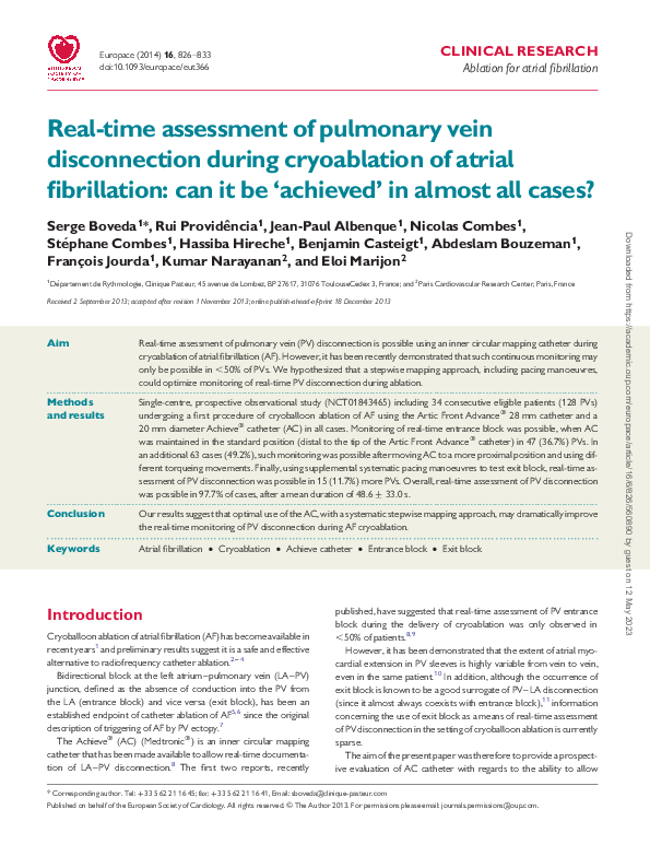 (PDF) Real-time assessment of pulmonary vein disconnection during ...