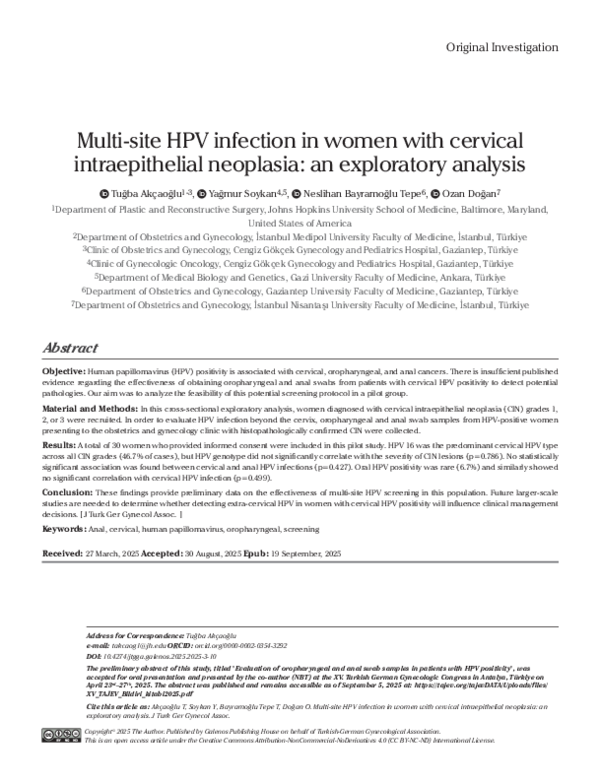 (PDF) Multi-site HPV infection in women with cervical intraepithelial ...