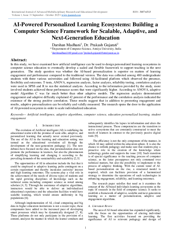 (PDF) AI-Powered Personalized Learning Ecosystems: Building a Computer ...
