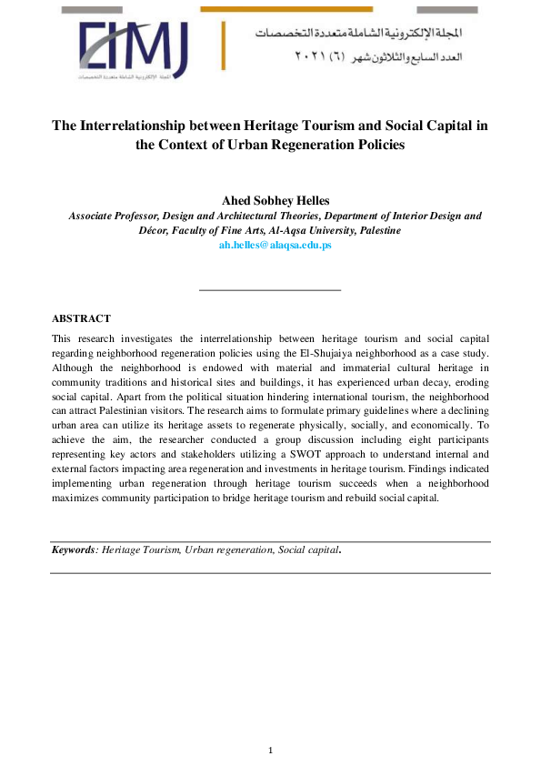 (PDF) The Interrelationship between Heritage Tourism and Social Capital ...