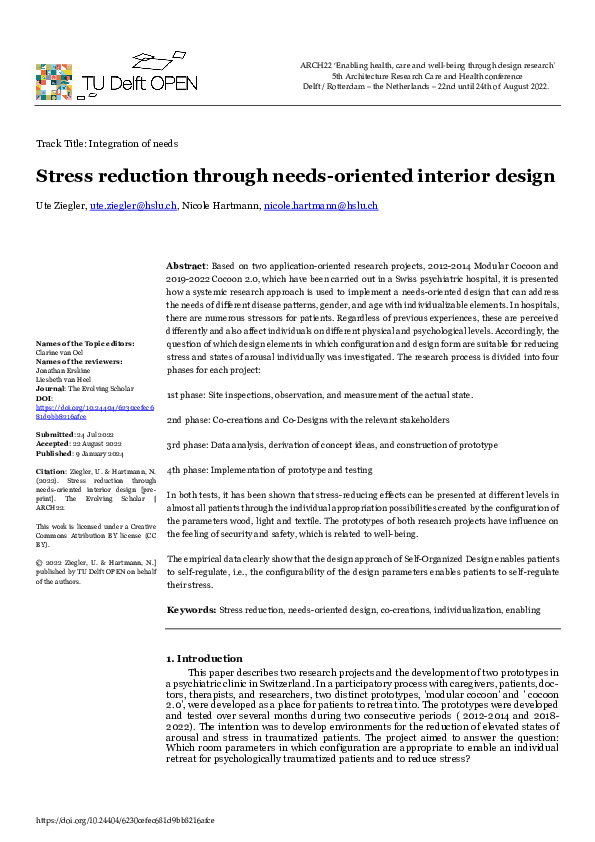 (PDF) Stress reduction through needs-oriented interior design