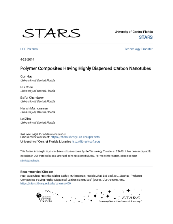 (PDF) Polymer Composites Having Highly Dispersed Carbon Nanotubes