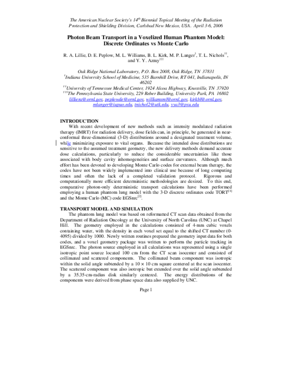 (PDF) Photon Beam Transport in a Voxelized Human Phantom Model ...