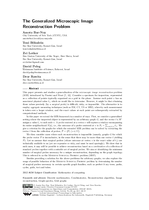 (PDF) The generalized microscopic image reconstruction problem
