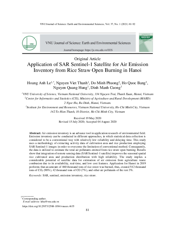 (PDF) Application of SAR Sentinel-1 Satellite for Air Emission ...