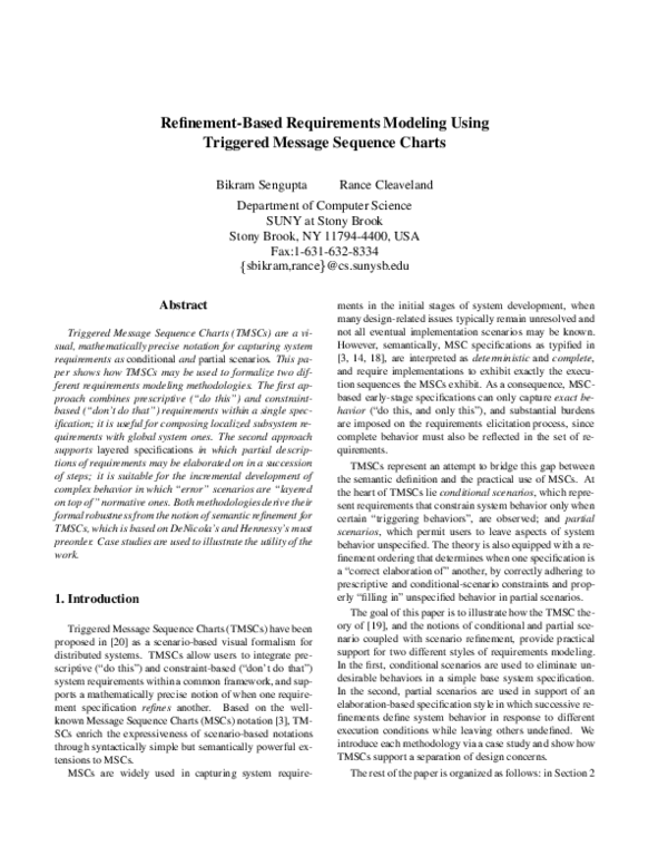 (PDF) Refinement-based requirements modeling using triggered message ...