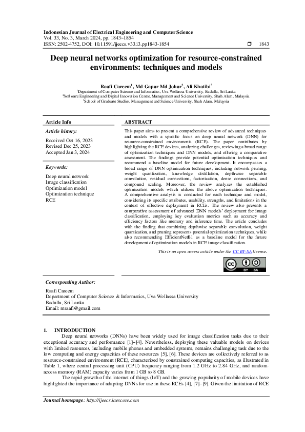 (PDF) Deep neural networks optimization for resource-constrained ...