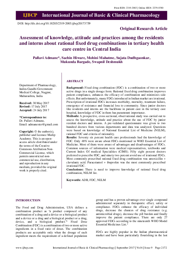 (PDF) Assessment of knowledge, attitude and practices among the ...