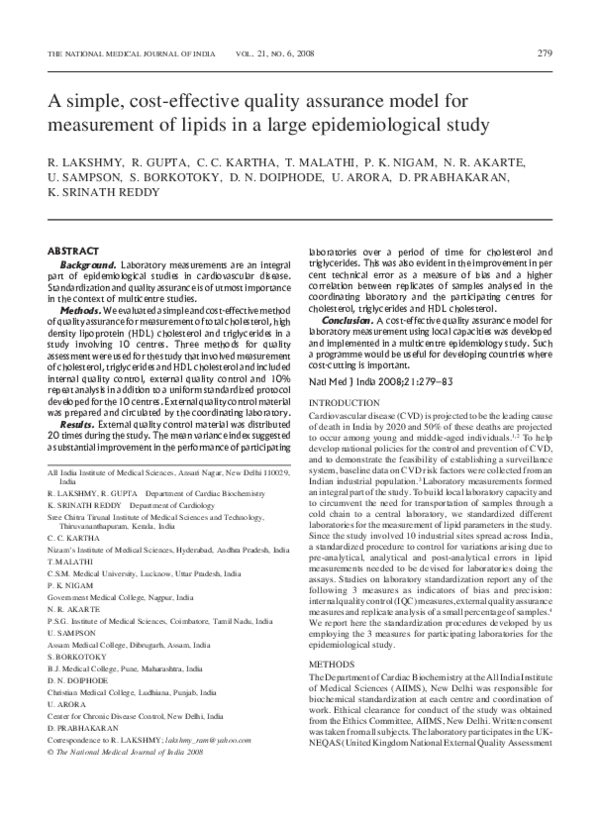(PDF) A simple, cost-effective quality assurance model for measurement ...