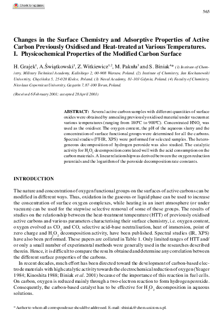 (PDF) Changes in the Surface Chemistry and Adsorptive Properties of ...