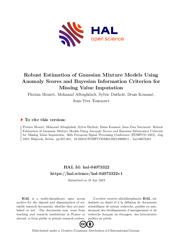 (PDF) Robust Estimation of Gaussian Mixture Models Using Anomaly Scores ...