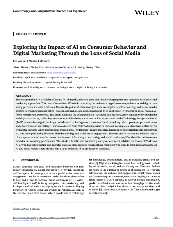(PDF) Exploring the Impact of AI on Consumer Behavior and Digital ...