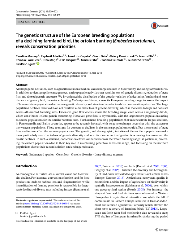 (PDF) The genetic structure of the European breeding populations of a ...