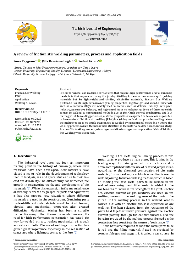 (PDF) A review of friction stir welding parameters, process and ...