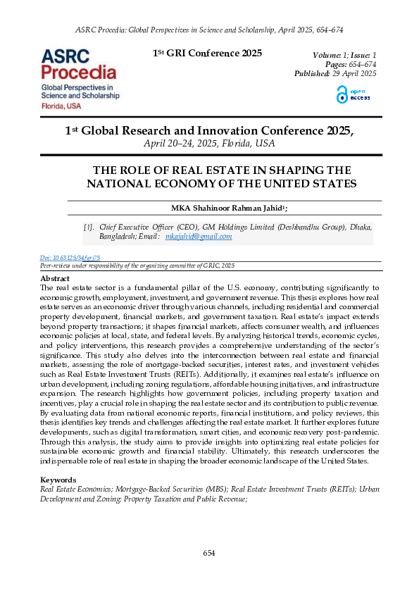 (PDF) THE ROLE OF REAL ESTATE IN SHAPING THE NATIONAL ECONOMY OF THE ...