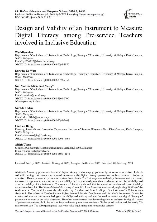 (PDF) Design and Validity of an Instrument to Measure Digital Literacy ...