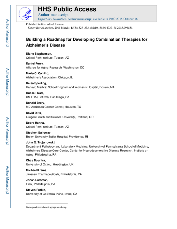 (PDF) Building a roadmap for developing combination therapies for ...