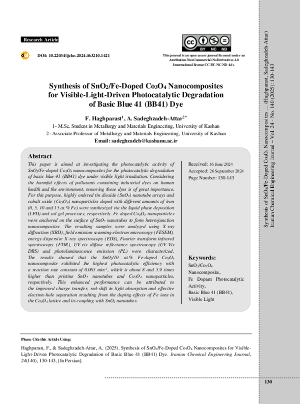 (PDF) Synthesis of SnO2/Fe-Doped Co3O4 Nanocomposites for Visible-Light ...