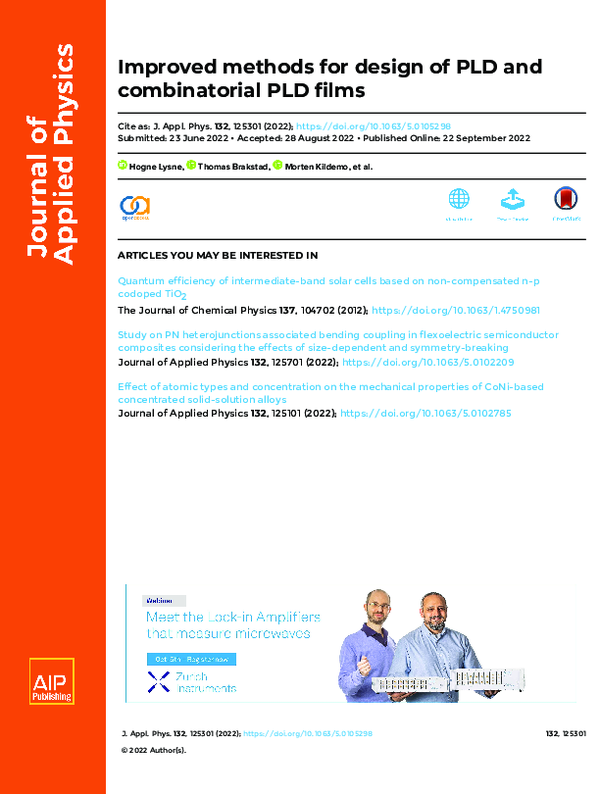 (PDF) Improved methods for design of PLD and combinatorial PLD films