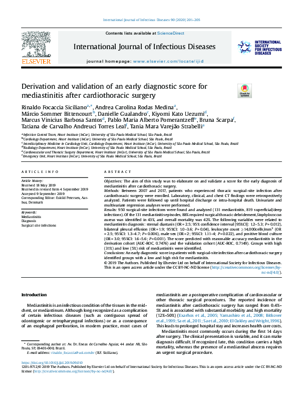 (PDF) Derivation and validation of an early diagnostic score for ...