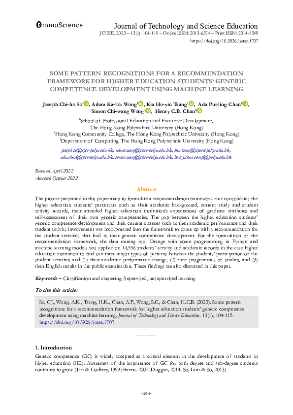 (PDF) Some pattern recognitions for a recommendation framework for ...