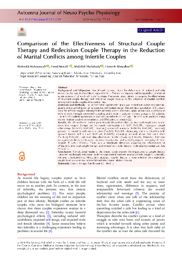 (PDF) The Comparison of the Effectiveness of Structural Couple Therapy ...