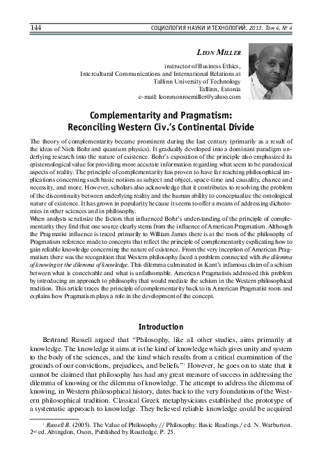 (PDF) Complementarity and Pragmatism: Reconciling Western CIV.''S ...