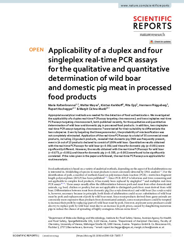 (PDF) Applicability of a duplex and four singleplex real-time PCR ...