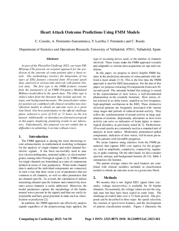 (PDF) Heart Attack Outcome Predictions Using FMM Models