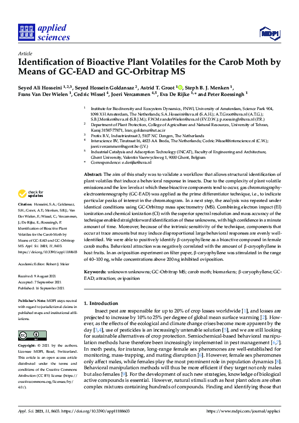 (PDF) Identification of Bioactive Plant Volatiles for the Carob Moth by ...