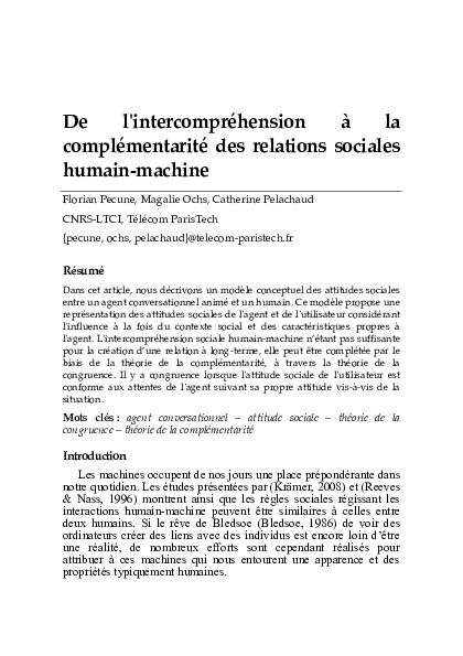 (PDF) De l'intercompréhension à la complémentarité des relations ...