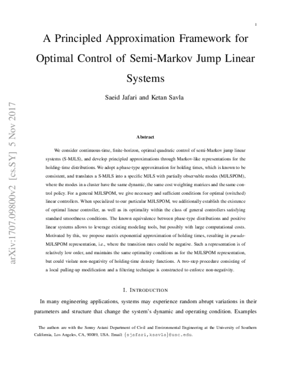 (PDF) A Principled Approximation Framework for Optimal Control of Semi ...