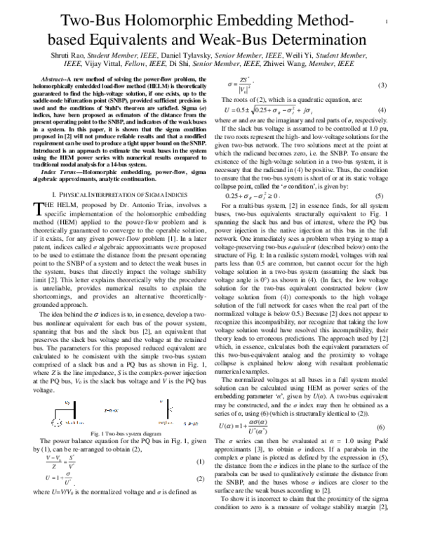 (PDF) Two-Bus Holomorphic Embedding Method-based Equivalents and Weak ...