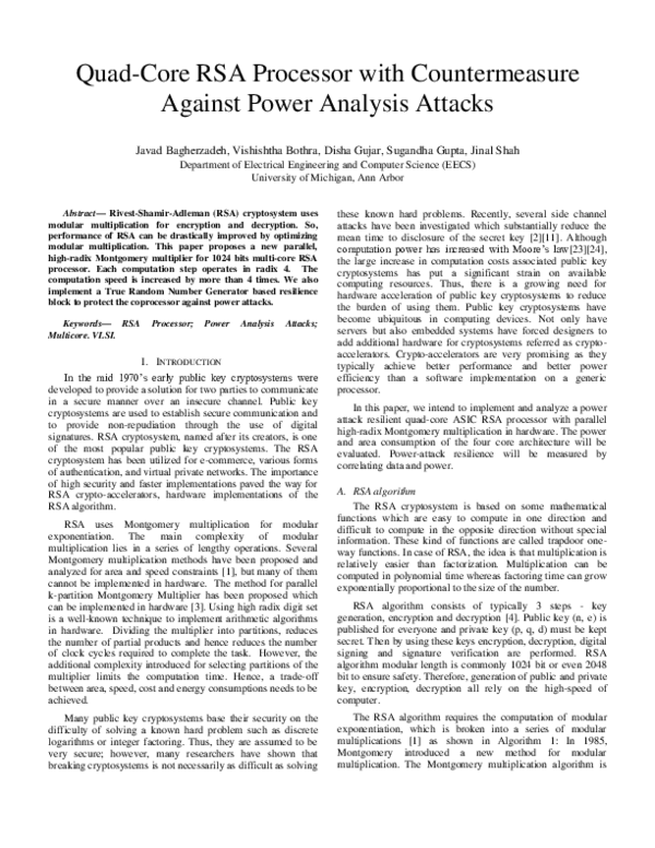 (PDF) Quad-Core RSA Processor with Countermeasure Against Power ...